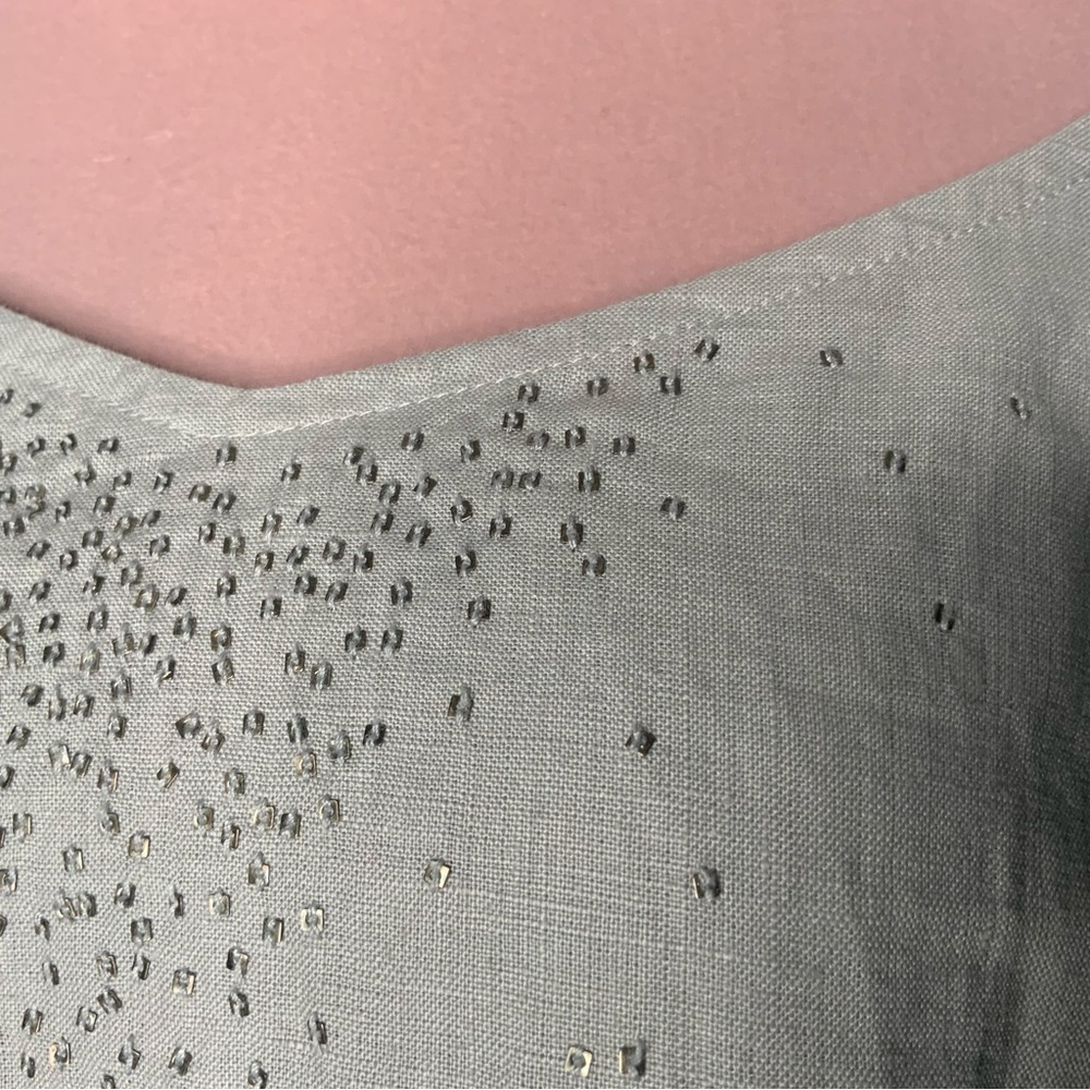 Eileen Fisher lined embellished 100% linen dress. - Picture 8 of 13